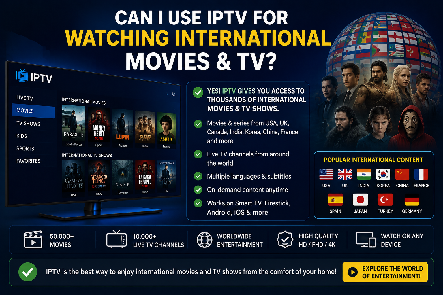 Can I use IPTV for watching international movies and TV?