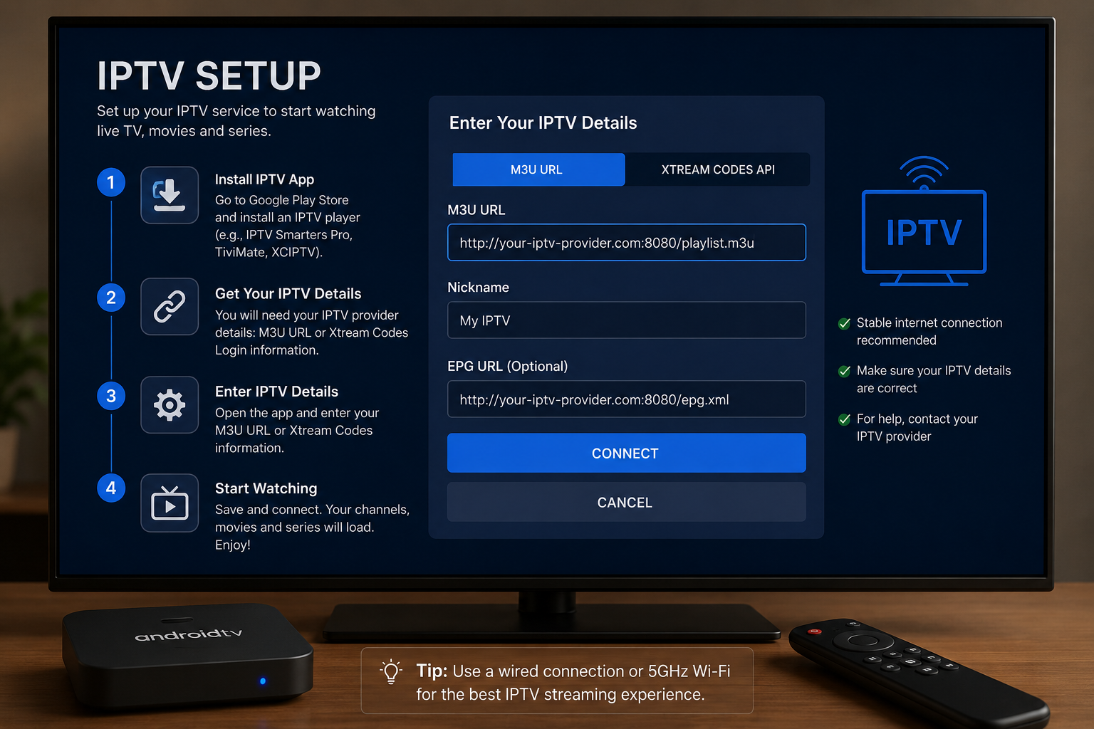 Setting up IPTV on an Android TV box